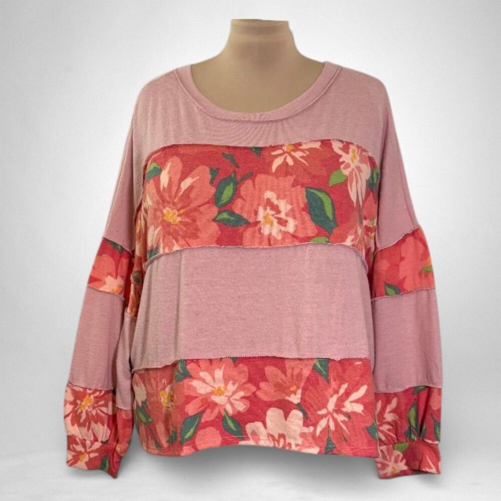 HAPTICS Knit Colorblock Crewneck Top , NEW IN PACKAGE! Size 2XL